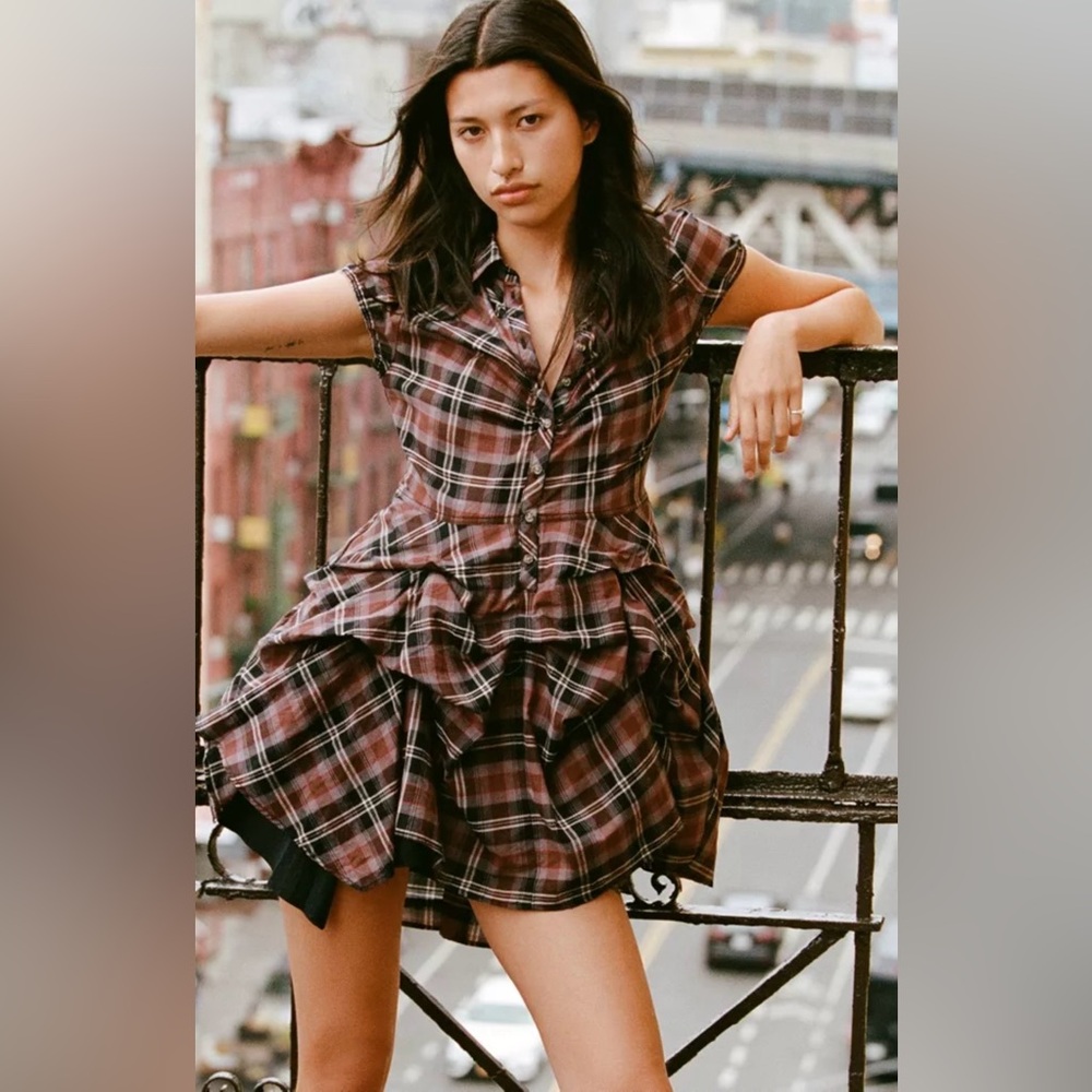 Urban Outfitters BDG Checkered Ruffle Mini Dress